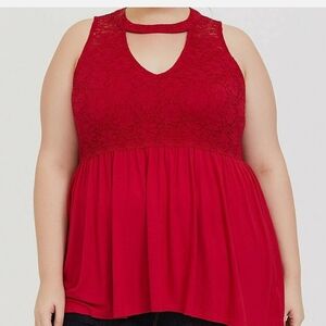 torrid Red Lace Keyhole Peplum Tank